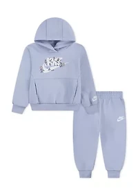 Toddler Girls Floral Futura Graphic Hoodie and Joggers Set