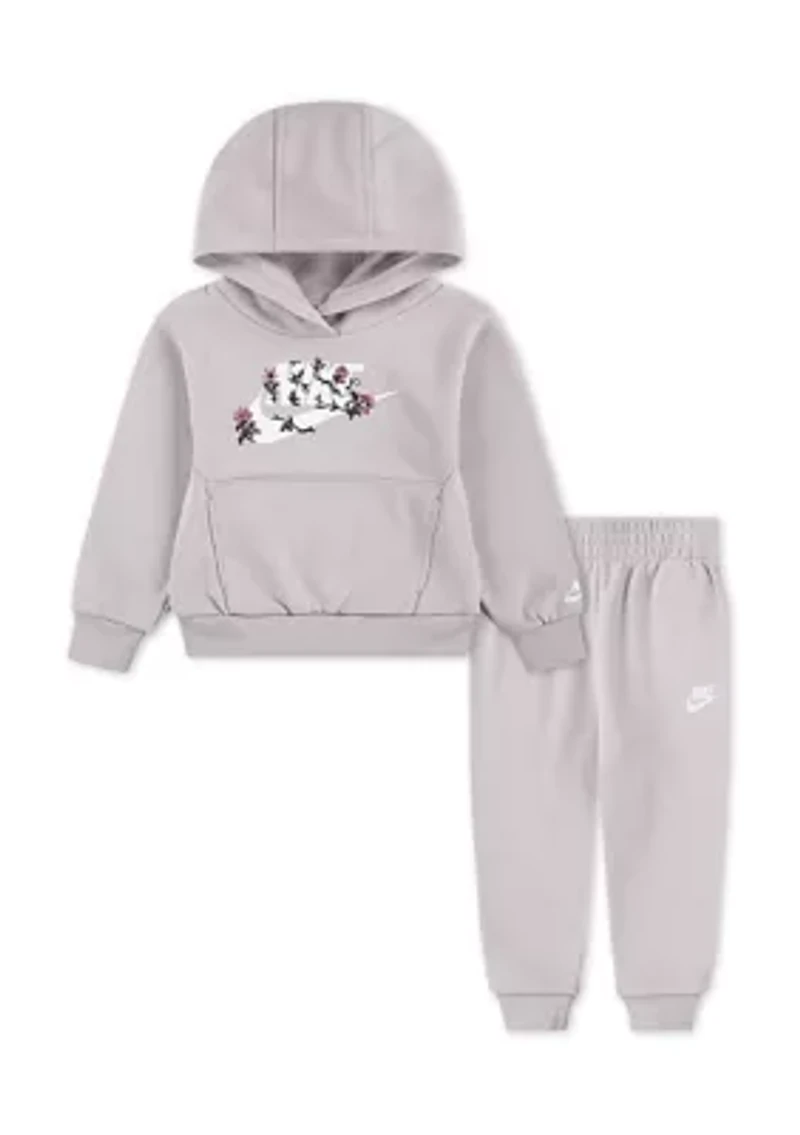 Toddler Girls Floral Futura Graphic Hoodie and Joggers Set