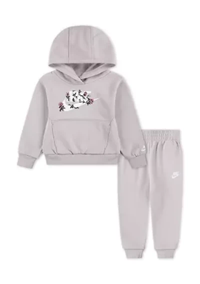 Toddler Girls Floral Futura Graphic Hoodie and Joggers Set