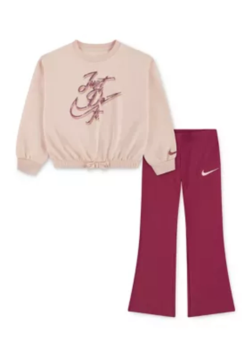 Toddler Girls Swoosh Graphic Sweatshirt and Flared Pants Set