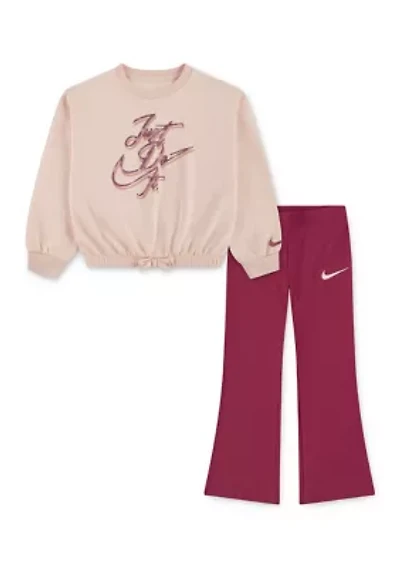 Toddler Girls Swoosh Graphic Sweatshirt and Flared Pants Set