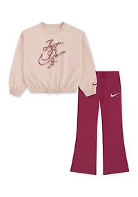Toddler Girls Swoosh Graphic Sweatshirt and Flared Pants Set