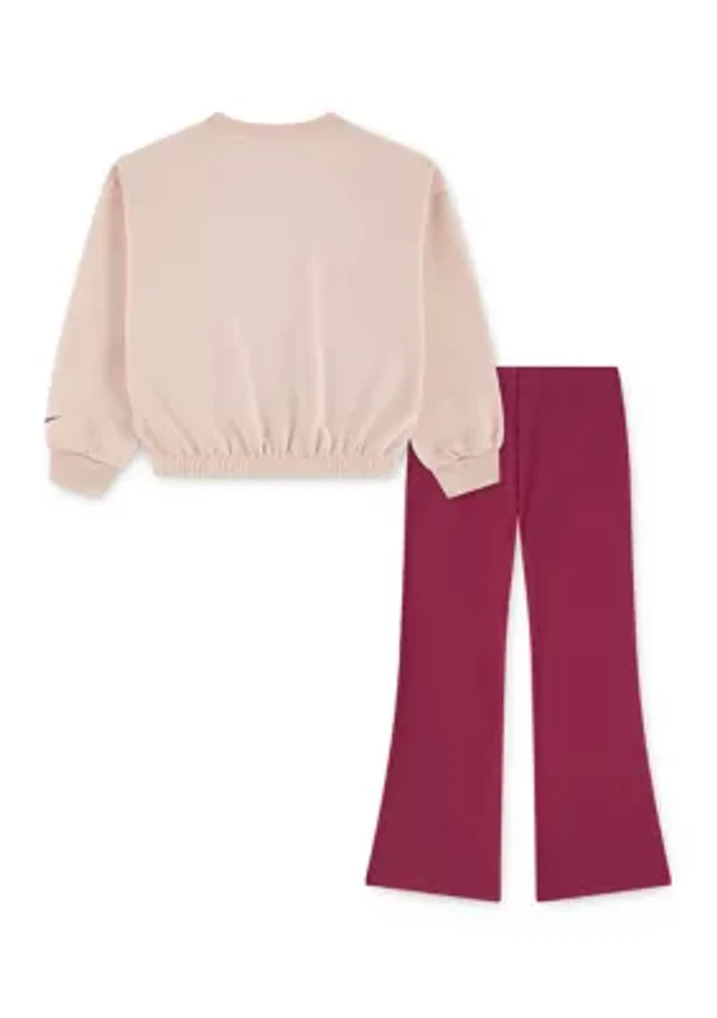 Toddler Girls Swoosh Graphic Sweatshirt and Flared Pants Set