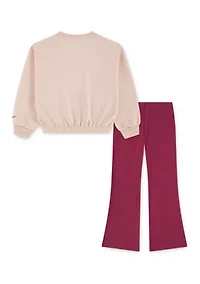 Toddler Girls Swoosh Graphic Sweatshirt and Flared Pants Set