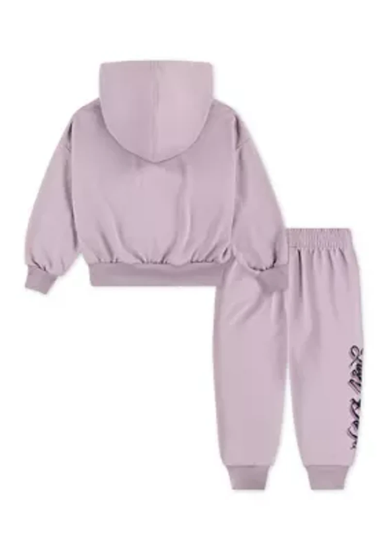 Toddler Girls Graphic Ruched Hoodie and Pants Set