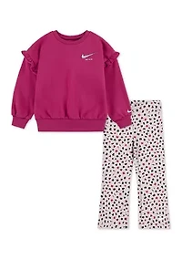 Toddler Girls Essentials Sweatshirt and Printed Flare Leggings Set