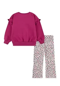 Toddler Girls Essentials Sweatshirt and Printed Flare Leggings Set