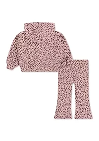 Toddler Girls Brushed Animal Print Ribbed Set