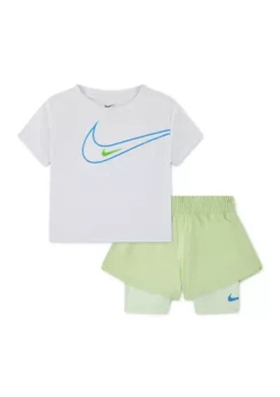 Toddler Girls T-Shirt and Double Shorts Set