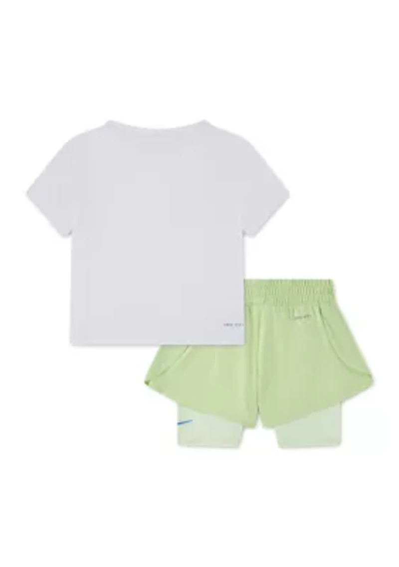 Toddler Girls T-Shirt and Double Shorts Set