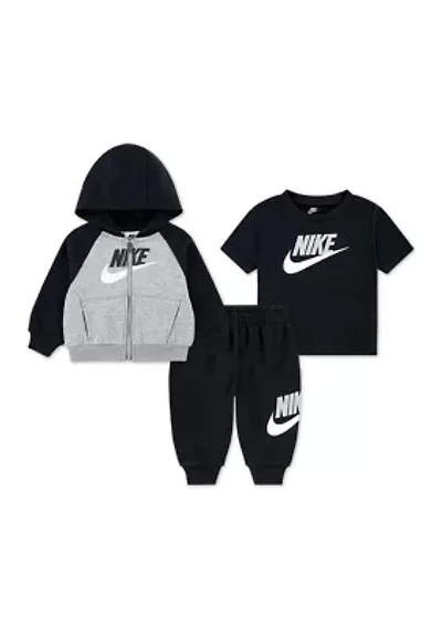 Baby Boys Three Piece Color Blocked Hoodie and Pants Set
