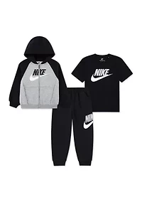 Toddler Boys Three Piece Color Blocked Hoodie and Pants Set