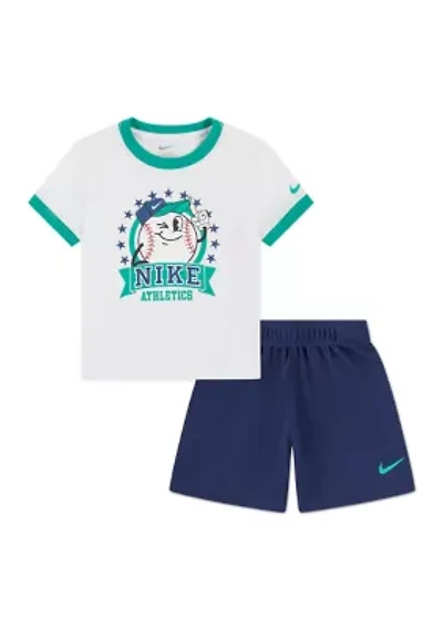 Toddler Boys Baseball Graphic T-Shirt and Shorts Set