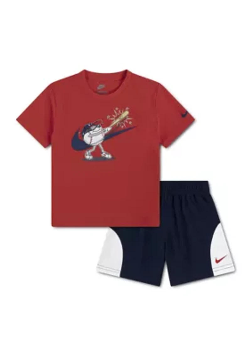 Toddler Girls Baseball Shirt Mesh Shorts