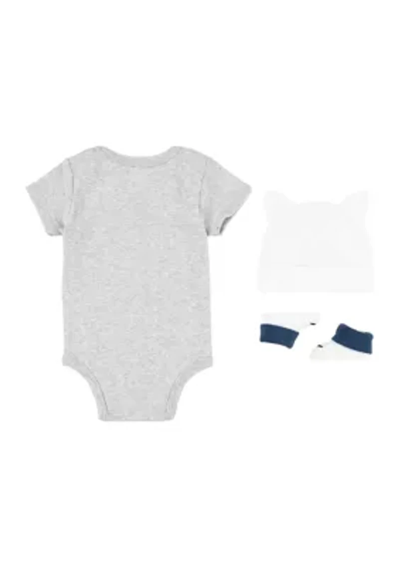 Baby Boys Boxed Bodysuit Animal Face Set