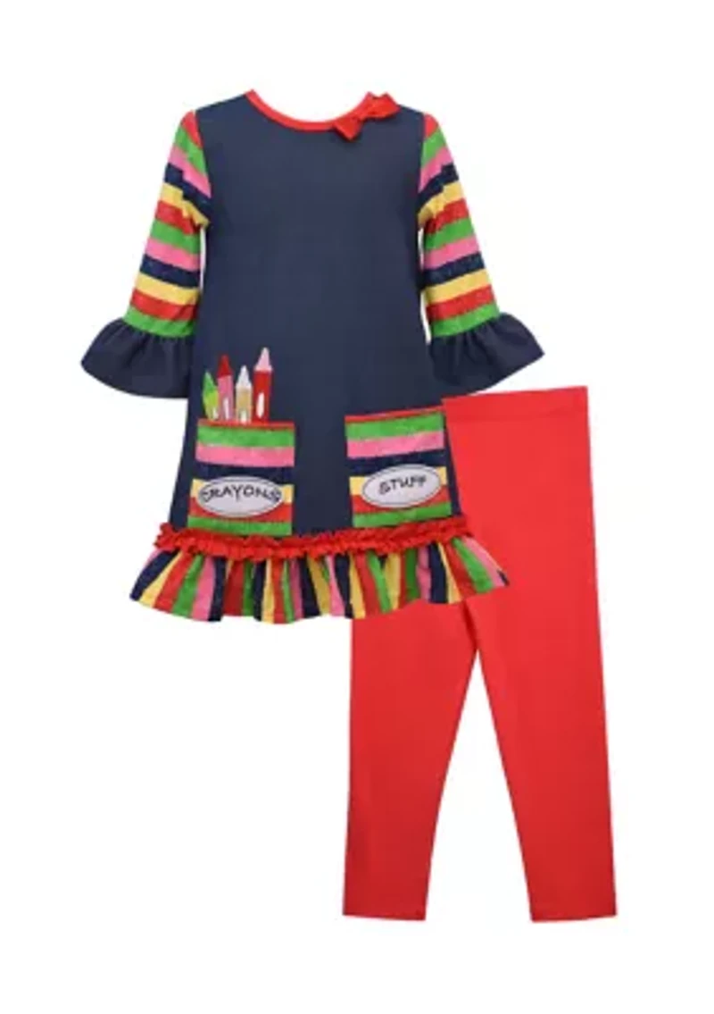 Girls 4-6x Crayon Appliqué Set