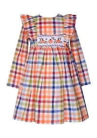 Girls 4-6x Multi Plaid Harvest Smocked Dress