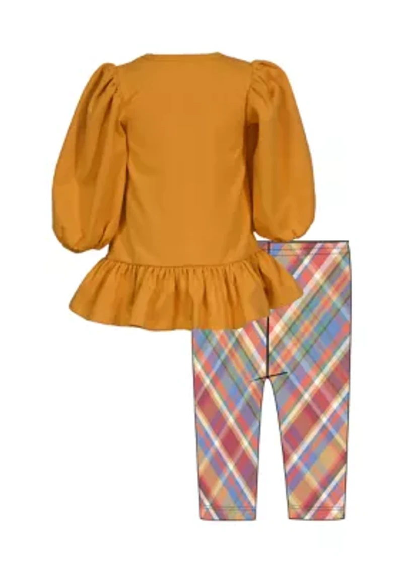 Girls 4-6x Harvest Appliqué Top and Printed Leggings Set