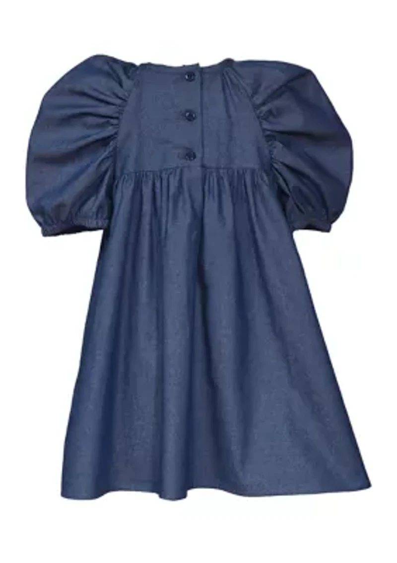 Girls 4-6x Denim Side Button Dress