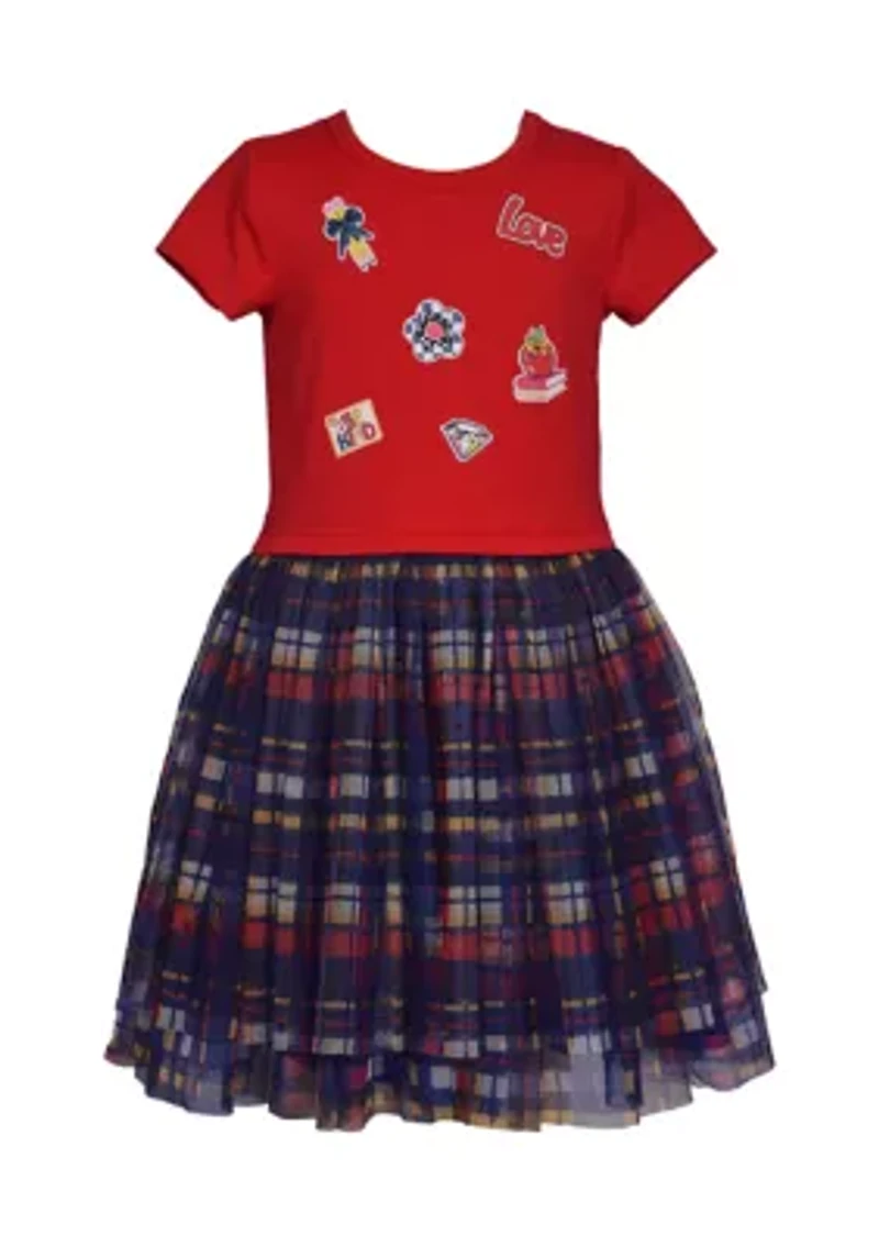 Girls 4-6x Icons Graphic Bodice to Printed Skirt Dress