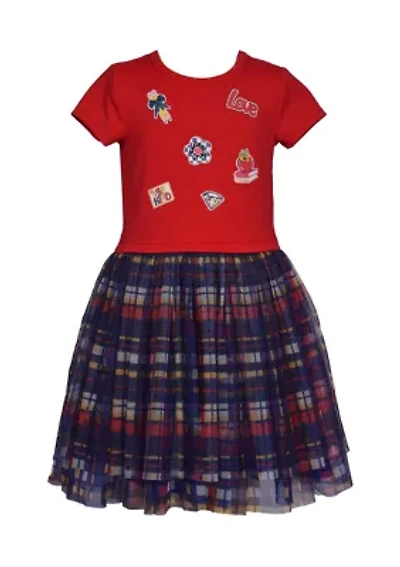 Girls 4-6x Icons Graphic Bodice to Printed Skirt Dress