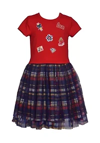Girls 4-6x Icons Graphic Bodice to Printed Skirt Dress