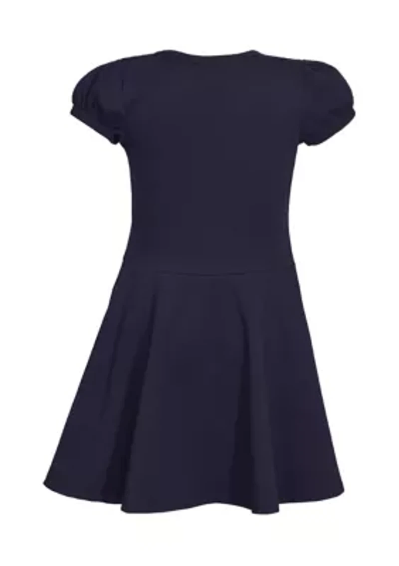 Girls 4-6x Rainbow Graphic Bodice to Color Blocked Skirt Dress