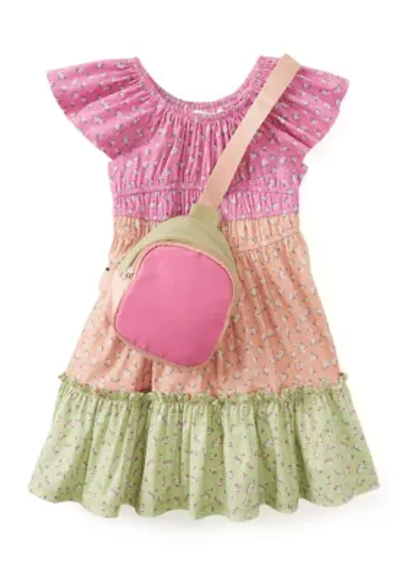 Girls 4-6x Mixed Tiered Printed Dress