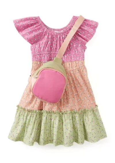 Girls 4-6x Mixed Tiered Printed Dress