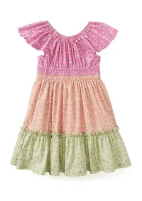 Girls 4-6x Mixed Tiered Printed Dress
