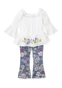 Girls 7-16 Floral Flare Set