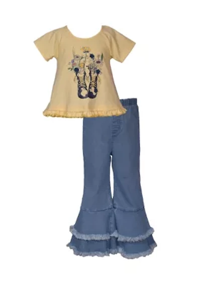Girls 4-6x Floral Graphic Top and Flare Pants