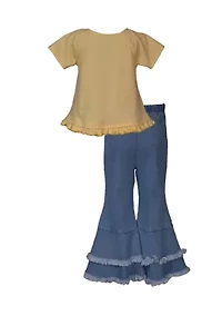 Girls 4-6x Floral Graphic Top and Flare Pants