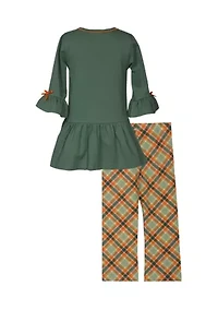 Girls 4-6x Pumpkin Appliqué Top and Printed Leggings Set