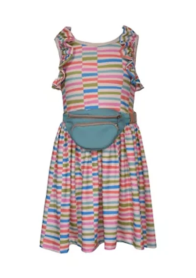 Girls 4-6x Striped Dress with Bag
