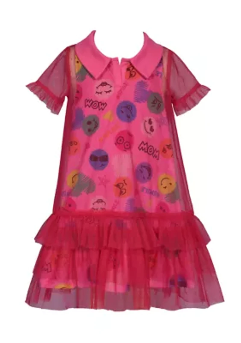 Girls 4-6x Emoji Printed Overlay Dress
