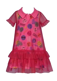 Girls 4-6x Emoji Printed Overlay Dress