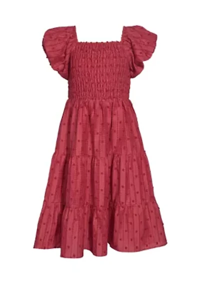 Girls 4-6x Rose Textured Smocked Dress