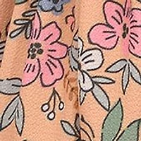 Girls 7-16 Border Print Dress with Denim Vest