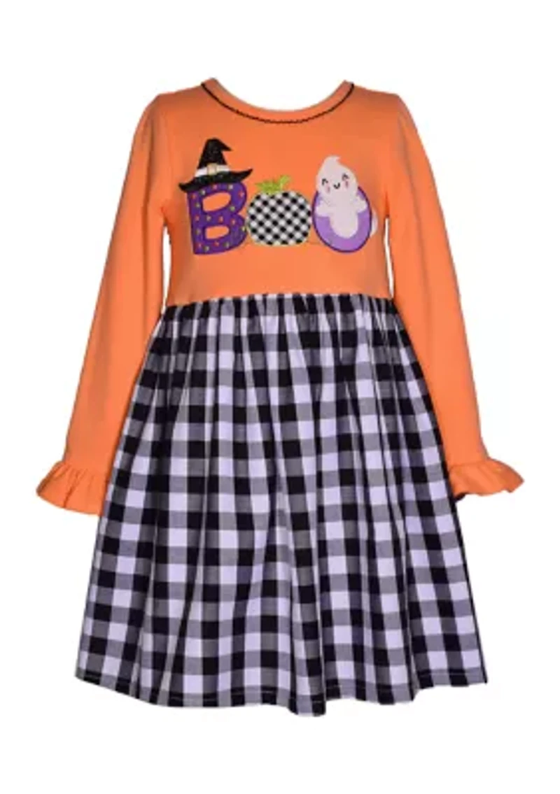 Girls 7-16 Boo Halloween Appliqué Dress