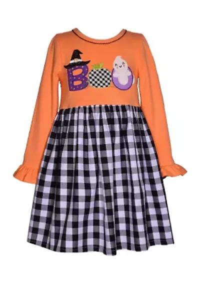 Girls 7-16 Boo Halloween Appliqué Dress