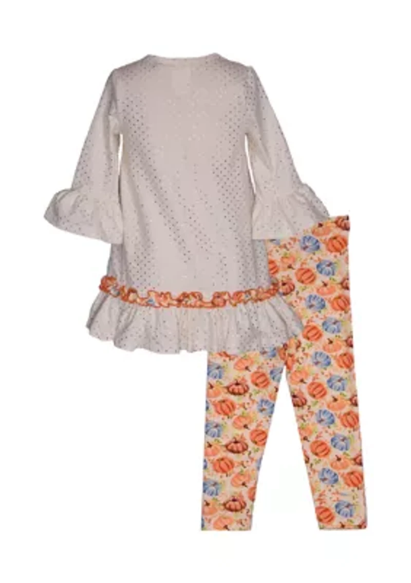Girls 7-16 Foiled Dot Pumpkin Leggings Set