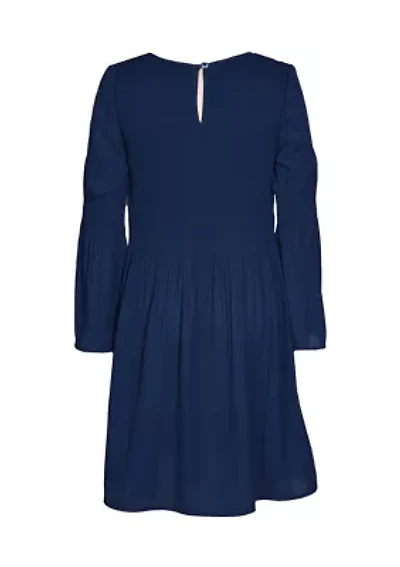 Girls 7-16 Pleated Crepe Dress