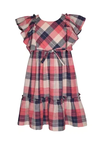 Girls 7-16 Plaid Dress with Empire Waist