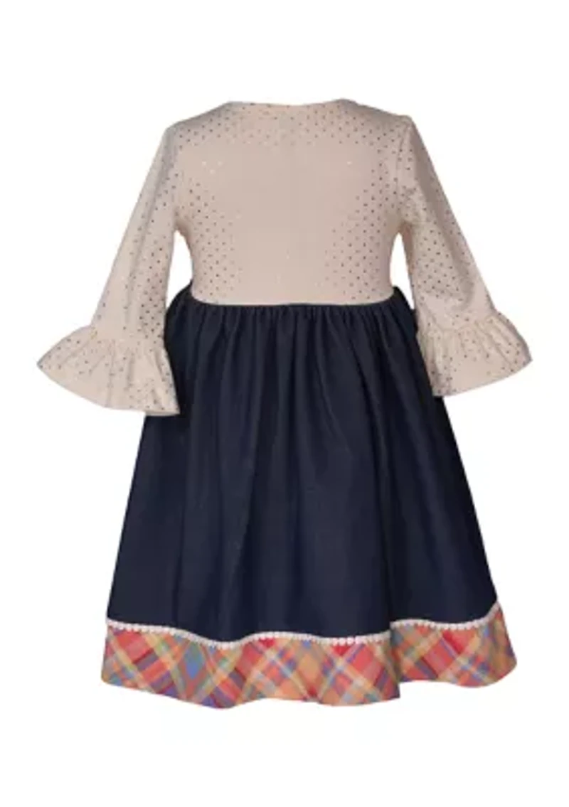 Girls 7-16 Pumpkin Appliqué Hem Dress