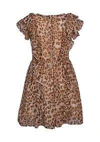 Girls 7-16 Animal Printed Chiffon Dress