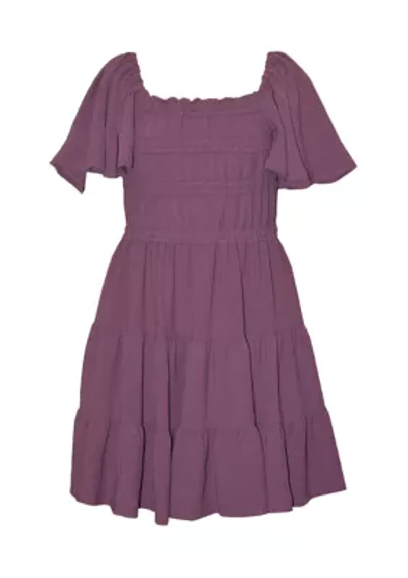 Girls 7-16 Tiered Tie Back Dress