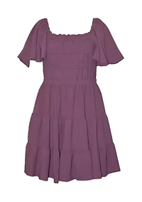 Girls 7-16 Tiered Tie Back Dress