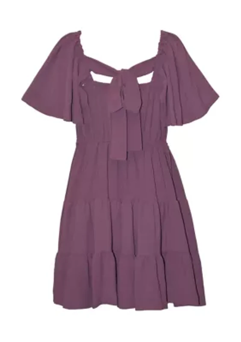 Girls 7-16 Tiered Tie Back Dress