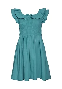 Girls 7-16 Smocked Bodice Textured Dress